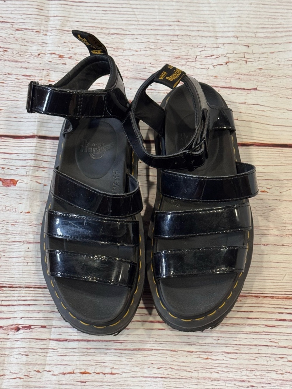 Dr Martens Docs Blaire Patent Leather Strap Sandals in Black Sz 6 - Picture 8 of 15